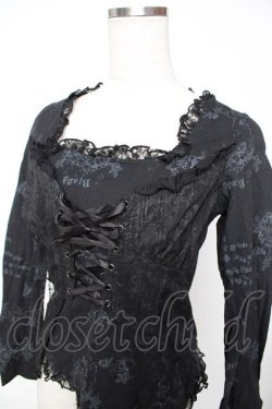 画像3: h.naoto Blood / レースアップフリルptレイヤード風トップス  黒 Y-25-11-22-116-HN-TO-SZ-ZY