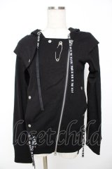 Sixh / 安ピン刺繍ニットフードパーカー  黒 Y-25-11-22-117-HN-TO-SZ-ZY