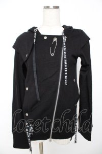 Sixh / 安ピン刺繍ニットフードパーカー  黒 Y-25-11-22-117-HN-TO-SZ-ZY