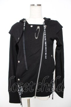 画像1: Sixh / 安ピン刺繍ニットフードパーカー  黒 Y-25-11-22-117-HN-TO-SZ-ZY