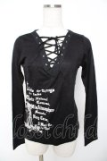 PEACE NOW / レースアップpt入りニットソー M 黒 Y-25-11-22-118-PU-TO-SZ-ZY