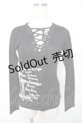 PEACE NOW / レースアップpt入りニットソー M 黒 Y-25-11-22-118-PU-TO-SZ-ZY