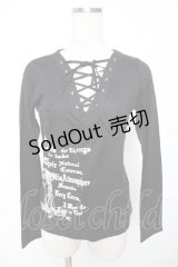 PEACE NOW / レースアップpt入りニットソー M 黒 Y-25-11-22-118-PU-TO-SZ-ZY