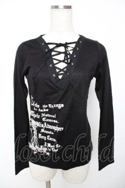 画像1: PEACE NOW / レースアップpt入りニットソー M 黒 Y-25-11-22-118-PU-TO-SZ-ZY