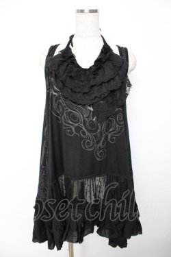 画像1: GRAMM / プリント入レイヤード風ワンピース  黒 Y-25-11-22-120-HN-OP-SZ-ZY