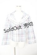 Virally / 星名桜子 チェックフリルジャケット LL サックス Y-25-11-22-125-LO-JA-SZ-ZY