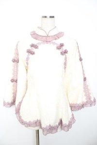 Hinana Queena / 菫の秘め事 チャイナ風姫袖トップス  オフ Y-25-11-22-137-LO-TO-SZ-ZY
