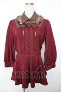 axes femme / 襟付きビスチェブラウス M ワイン Y-25-11-22-142-AX-BL-SZ-ZY