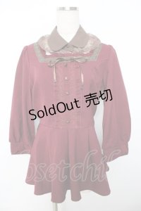 axes femme / 襟付きビスチェブラウス M ワイン Y-25-11-22-142-AX-BL-SZ-ZY