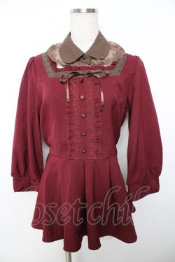 画像1: axes femme / 襟付きビスチェブラウス M ワイン Y-25-11-22-142-AX-BL-SZ-ZY