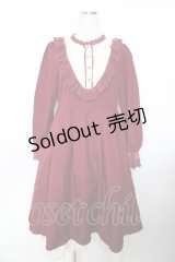 axes femme / ブローチ付ブロッキングワンピース M ワイン Y-25-11-22-143-AX-OP-SZ-ZY