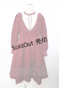 axes femme / ブローチ付ブロッキングワンピース M ワイン Y-25-11-22-143-AX-OP-SZ-ZY