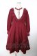 画像1: axes femme / ブローチ付ブロッキングワンピース M ワイン Y-25-11-22-143-AX-OP-SZ-ZY (1)
