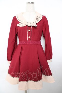 画像1: axes femme / 刺繍入りセーラーワンピース M ワイン Y-25-11-22-144-AX-OP-SZ-ZY