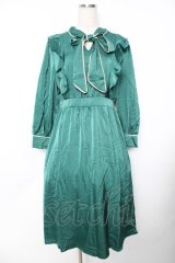 axes femme / 配色パイピングボウタイワンピース F グリーン Y-25-11-22-147-AX-OP-SZ-ZY