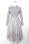 axes femme / チュールドッキングニットワンピース M グレー Y-25-11-22-149-AX-OP-SZ-ZY