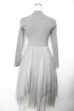 画像2: axes femme / チュールドッキングニットワンピース M グレー Y-25-11-22-149-AX-OP-SZ-ZY