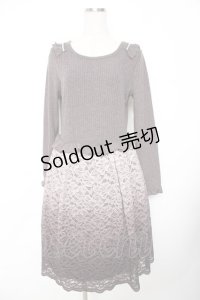 axes femme / レースドッキングワンピース M 茶 Y-25-11-22-150-AX-OP-SZ-ZY