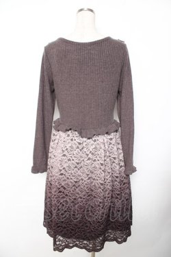 画像2: axes femme / レースドッキングワンピース M 茶 Y-25-11-22-150-AX-OP-SZ-ZY