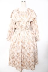 axes femme Nostalgic / ヴィンテージダマスク柄ワンピース F ベージュ Y-25-11-22-151-LO-OP-SZ-ZY