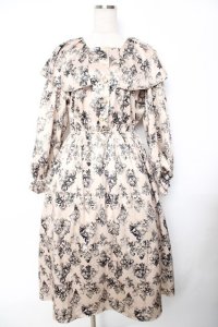 axes femme Nostalgic / ヴィンテージダマスク柄ワンピース F 黒 Y-25-11-22-152-LO-OP-SZ-ZY