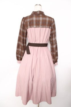 画像2: axes femme POETIQUE / チェックバイカラーワンピース  ピンク Y-25-11-22-153-AX-OP-SZ-ZY