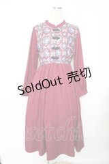 axes femme / チャイナ釦薔薇柄切替ワンピース F 赤 Y-25-11-22-154-AX-OP-SZ-ZY