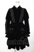 axes femme kawaii / ベルベットドールワンピース M 黒 Y-25-11-22-159-AX-OP-SZ-ZY