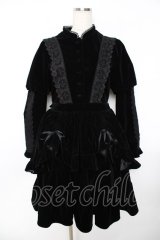 axes femme kawaii / ベルベットドールワンピース M 黒 Y-25-11-22-159-AX-OP-SZ-ZI