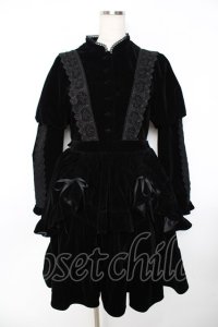 axes femme kawaii / ベルベットドールワンピース M 黒 Y-25-11-22-159-AX-OP-SZ-ZI