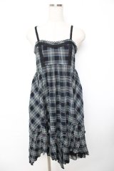 axes femme / ワッシャーチェックキャミワンピース M 黒 Y-25-11-22-164-AX-OP-SZ-ZI
