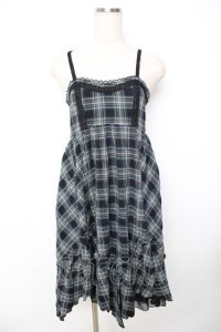 axes femme / ワッシャーチェックキャミワンピース M 黒 Y-25-11-22-164-AX-OP-SZ-ZI