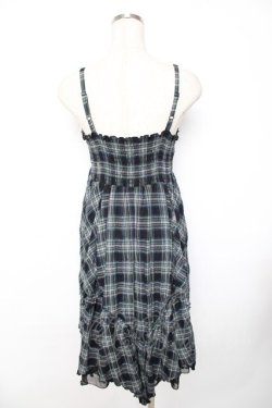 画像2: axes femme / ワッシャーチェックキャミワンピース M 黒 Y-25-11-22-164-AX-OP-SZ-ZY