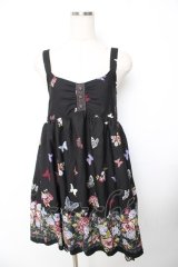 axes femme / 蝶柄キャミワンピース M 黒 Y-25-11-22-167-AX-OP-SZ-ZI