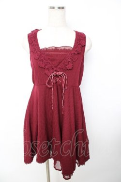 画像1: axes femme / ウエストレースアップワンピース M ワイン Y-25-11-22-168-AX-OP-SZ-ZY