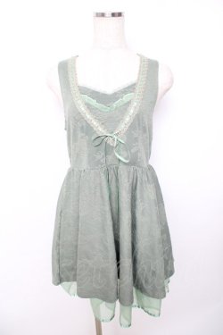 画像1: axes femme / バラ柄ふくれジャガードチュニ M グリーン Y-25-11-22-169-AX-TO-SZ-ZY