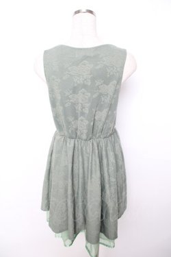 画像2: axes femme / バラ柄ふくれジャガードチュニ M グリーン Y-25-11-22-169-AX-TO-SZ-ZY