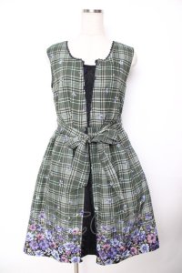 axes femme / チェック×花柄ワンピース M グリーン Y-25-11-22-173-AX-OP-SZ-ZI