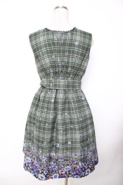 画像2: axes femme / チェック×花柄ワンピース M グリーン Y-25-11-22-173-AX-OP-SZ-ZY
