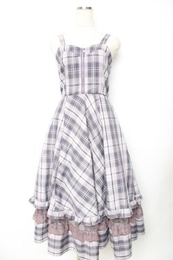 画像1: axes femme / センタージップチェックジャンスカ  ラベンダー Y-25-11-22-180-AX-OP-SZ-ZY