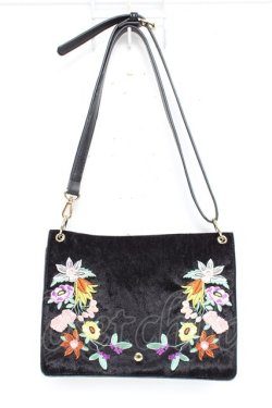 画像1: axes femme / ベロア刺繍ショルダー  黒 Y-25-11-22-025-AX-BG-SZ-ZY