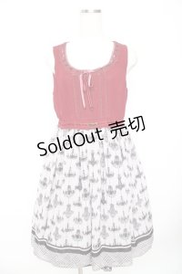 axes femme / シャンデリア柄切替ワンピース M ワイン Y-25-11-22-185-AX-OP-SZ-ZY