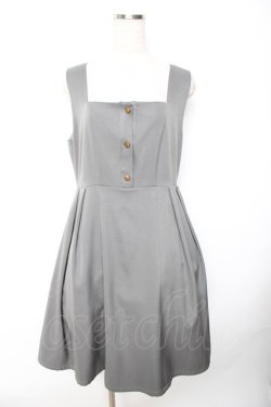 画像1: Fi.n.t / スクエアネックエンブレム釦ジャンパースカート  グレー Y-25-11-22-190-CA-OP-SZ-ZY