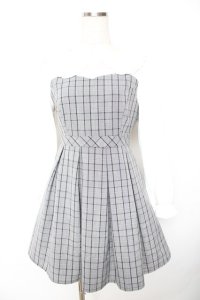 evelyn / チェックビジューワンピース  グレー Y-25-11-22-201-LO-OP-SZ-ZY