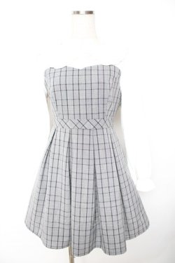 画像1: evelyn / チェックビジューワンピース  グレー Y-25-11-22-201-LO-OP-SZ-ZY