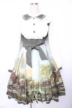 画像1: With Puji / 油絵プリントワンピース M グリーン Y-25-11-22-207-EL-OP-SZ-ZY