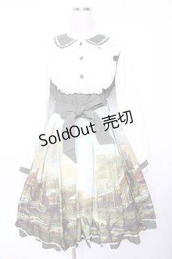 画像1: With Puji / 油絵プリントワンピース M グリーン Y-25-11-22-207-EL-OP-SZ-ZY