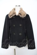 axes femme / 襟ファーショートコート M 黒 Y-25-11-22-217-AX-CO-SZ-ZY