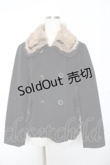 axes femme / 襟ファーショートコート M 黒 Y-25-11-22-217-AX-CO-SZ-ZY