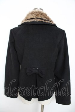 画像2: axes femme / 襟ファーショートコート M 黒 Y-25-11-22-217-AX-CO-SZ-ZY